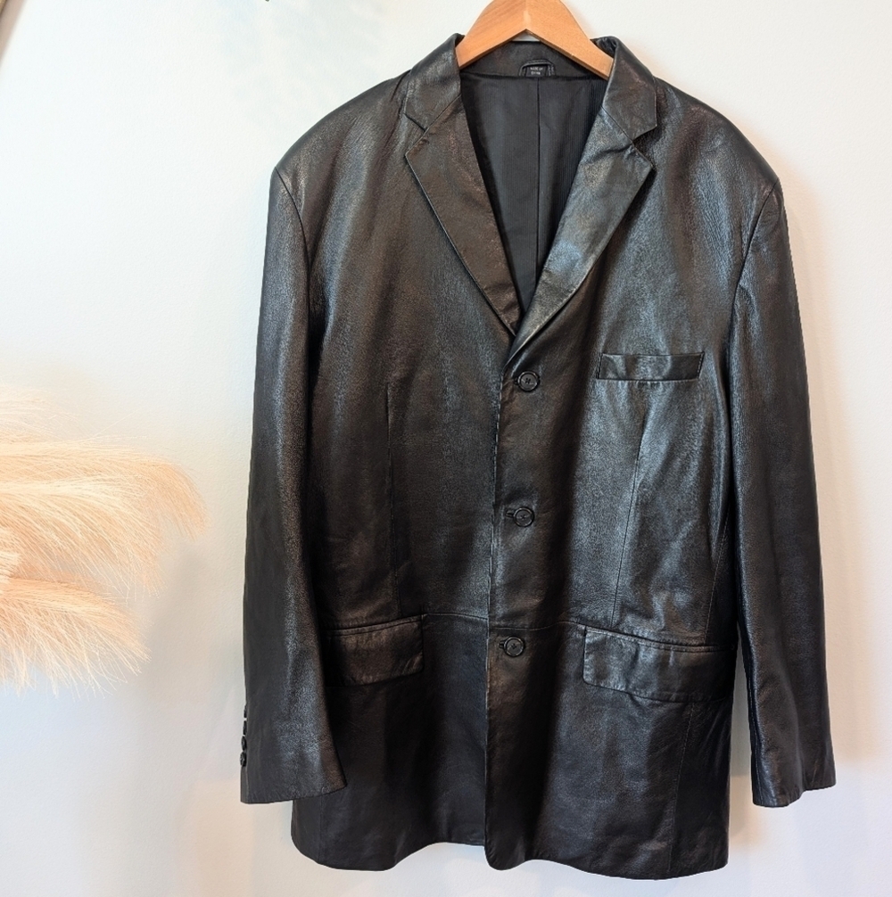 Alfani Mens Leather Coat Size 42L